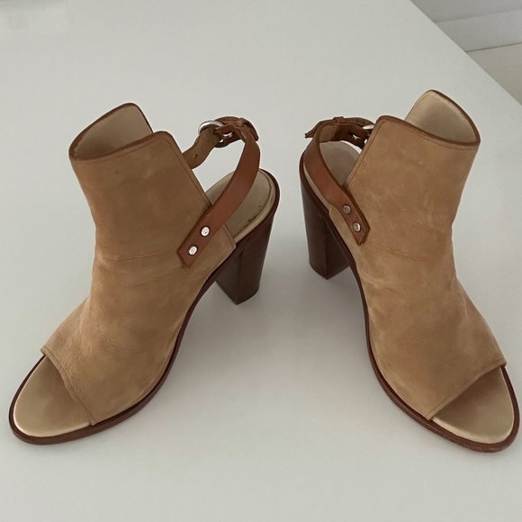 Rag & Bone Fawn Suede Open Toe Booties - Picture 2 of 4